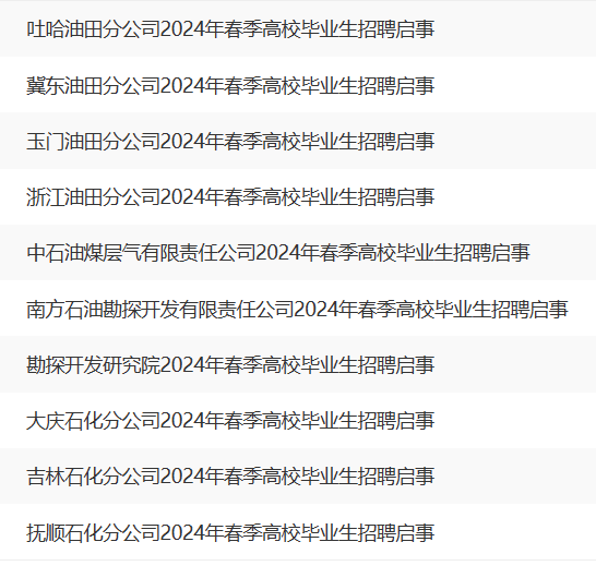 中石油招聘名單公布！