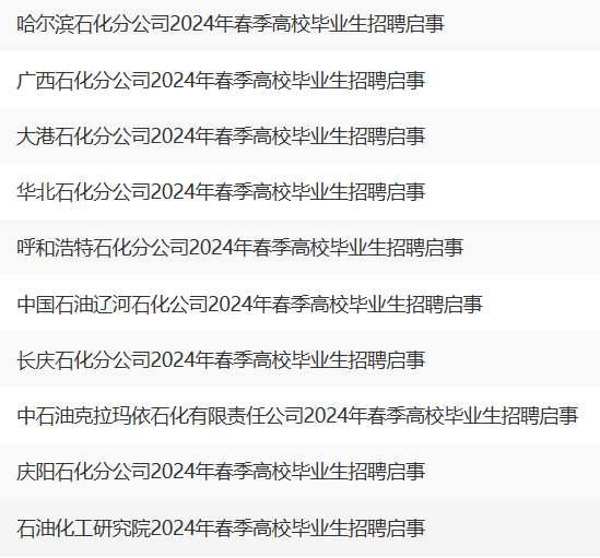 中石油招聘名單公布！